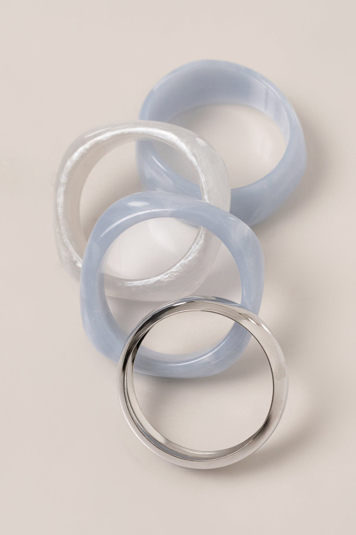 Blue Marbled Resin Bangle Set