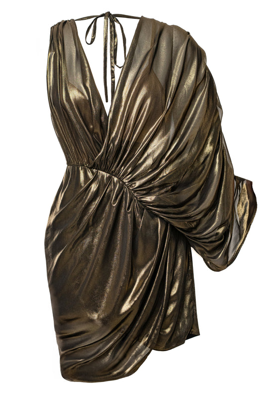 Gold Gleaming Metallic Mini Dress
