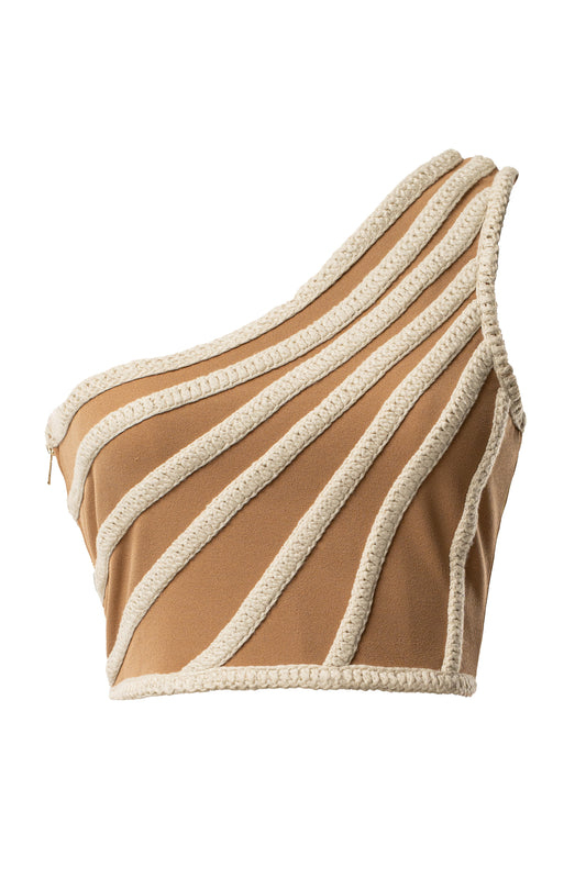 Ivory Braided One Shoulder Top