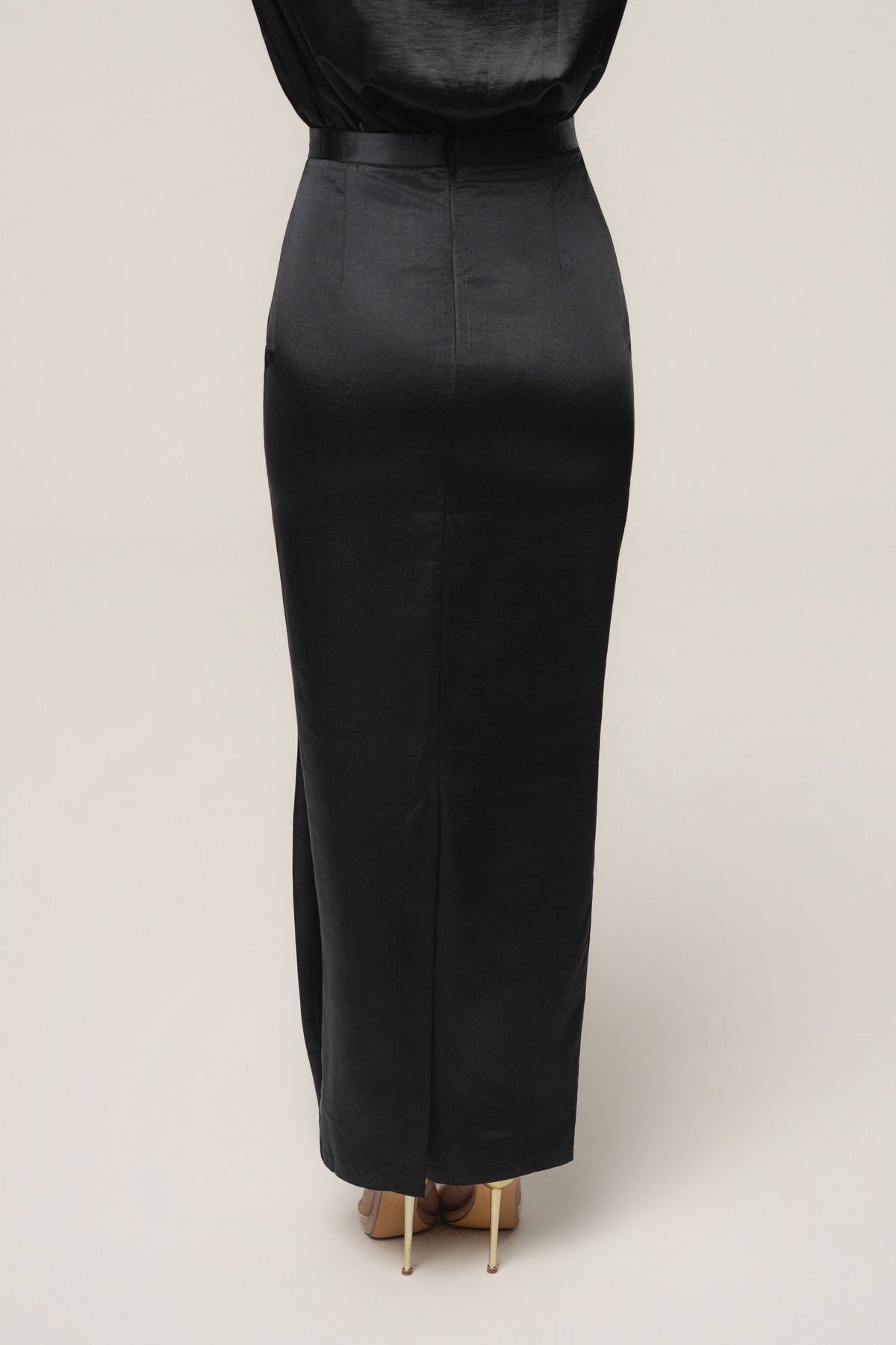 Black Midnight Mirage Satin Skirt