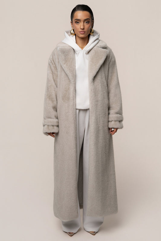 Stone Uptown Faux Fur Coat