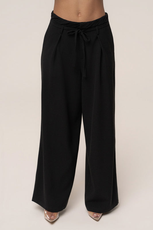 Black Refined Ease Wide Leg Pants