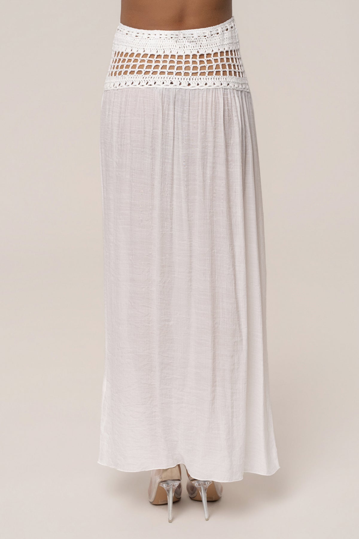 Ivory Resort Crochet Maxi Skirt