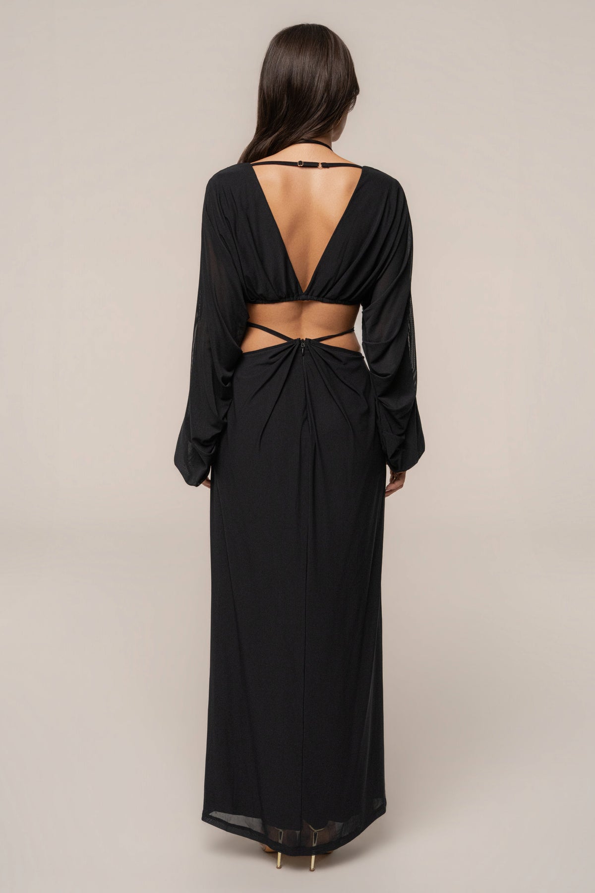 Black Hera Draped Maxi Skirt