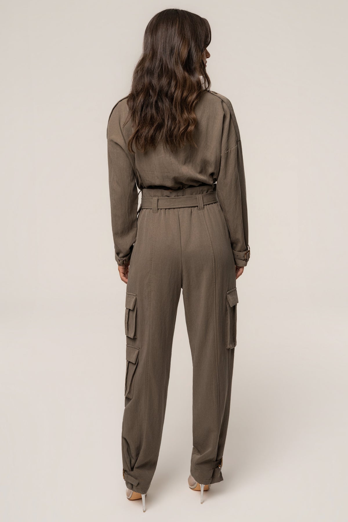 Dark Taupe Boundless Belted Cargo Pants