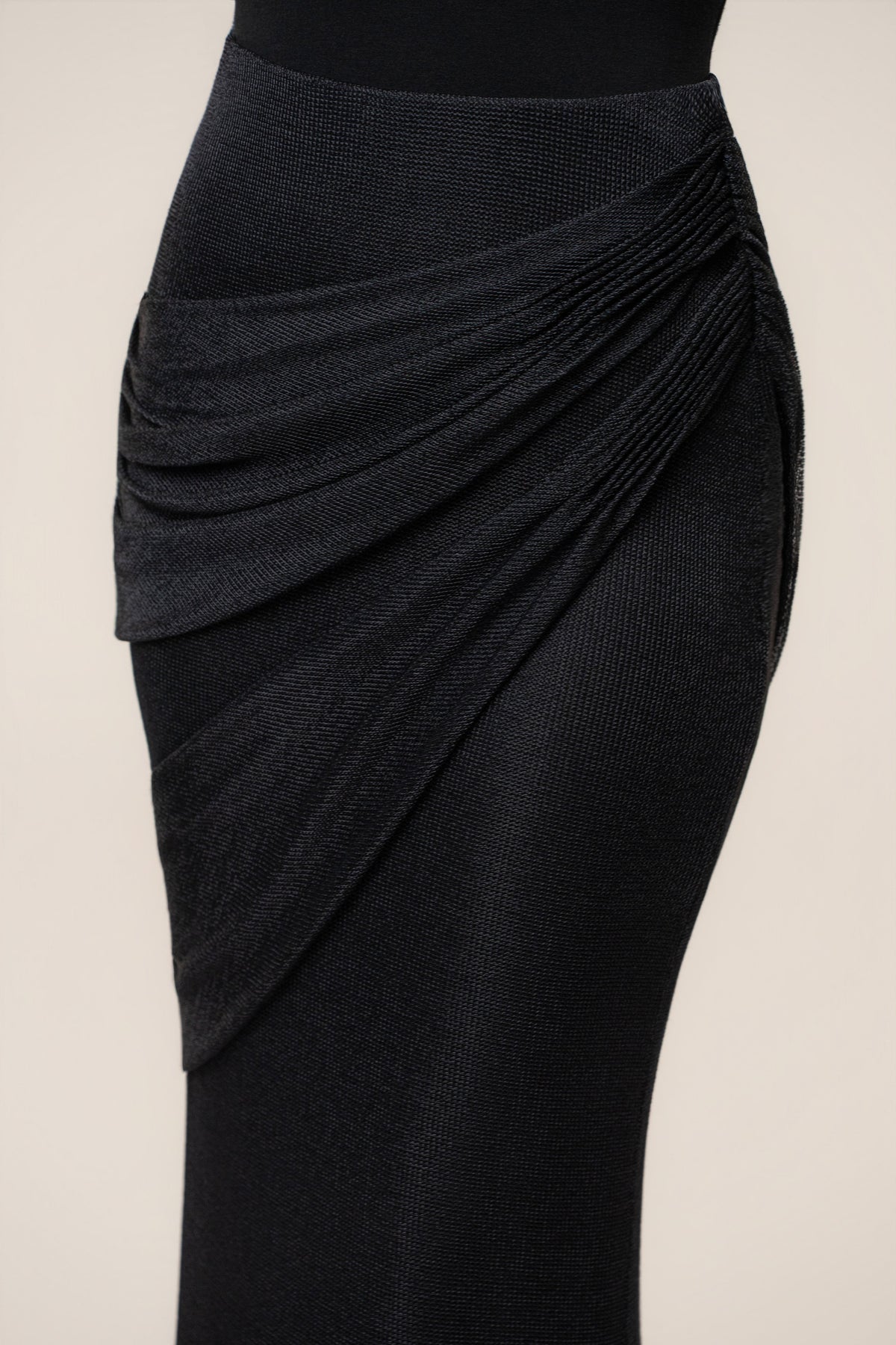 Black Opulent Metallic Maxi Skirt