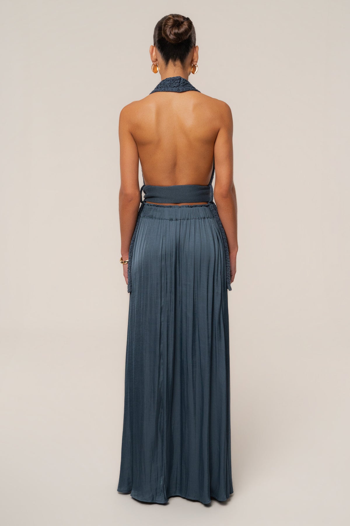 Teal River Satin Maxi Skirt