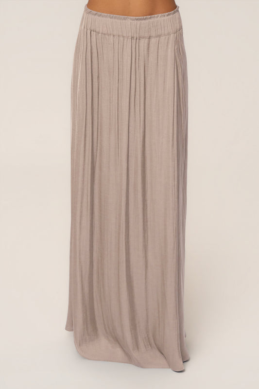 Beige River Satin Maxi Skirt