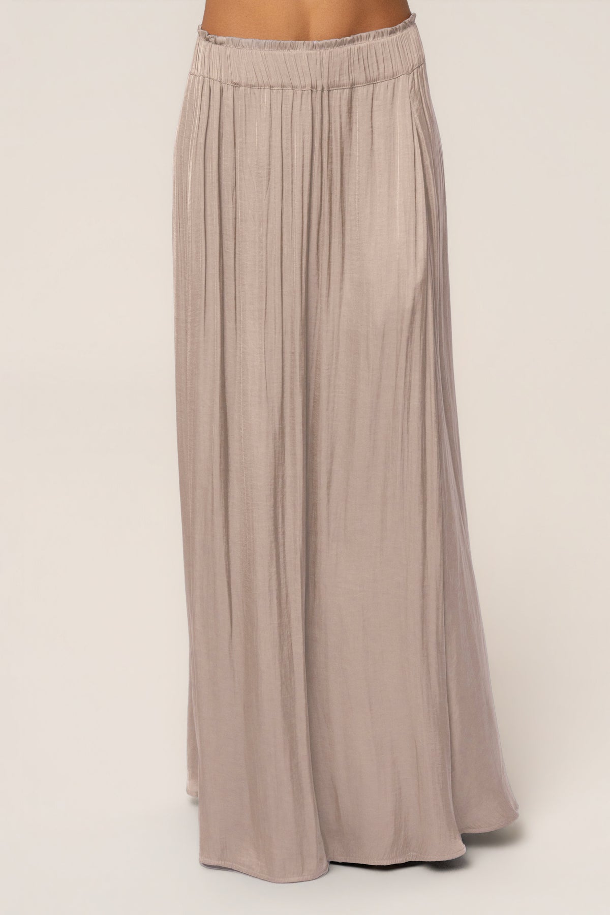 Beige River Satin Maxi Skirt
