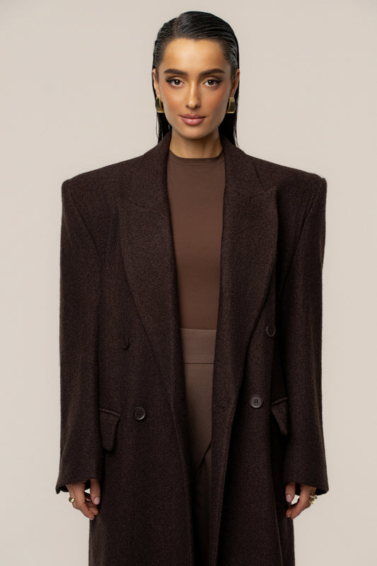 Chocolate Oversize Double Breasted Coat