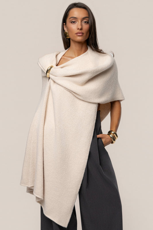 Ivory Radiance Knit Shawl