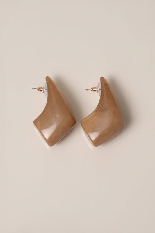 Beige Sculpt Resin Earrings