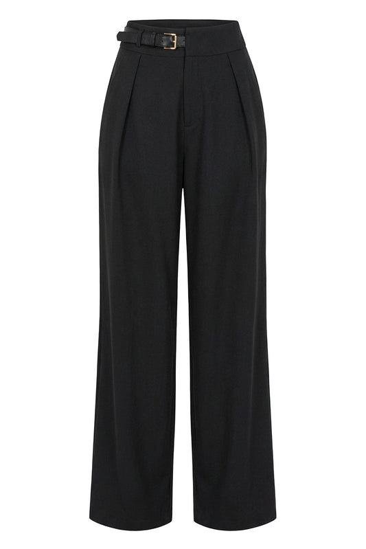 Black Everywhere Belted Trousers