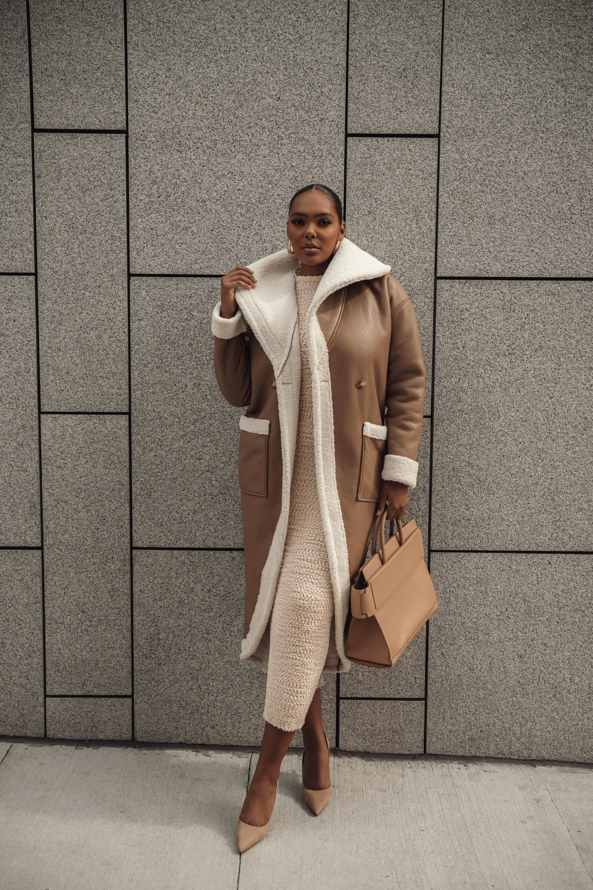 Tan Jaida Reversible Teddy Coat