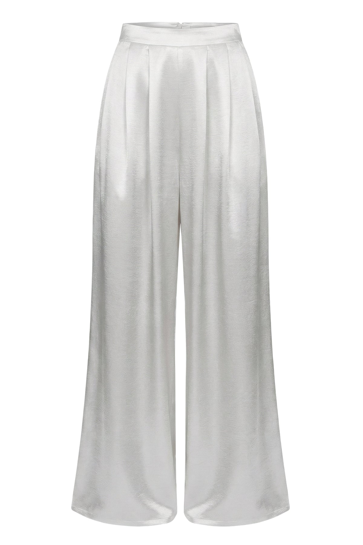 White Satin Bliss Pleated Pant