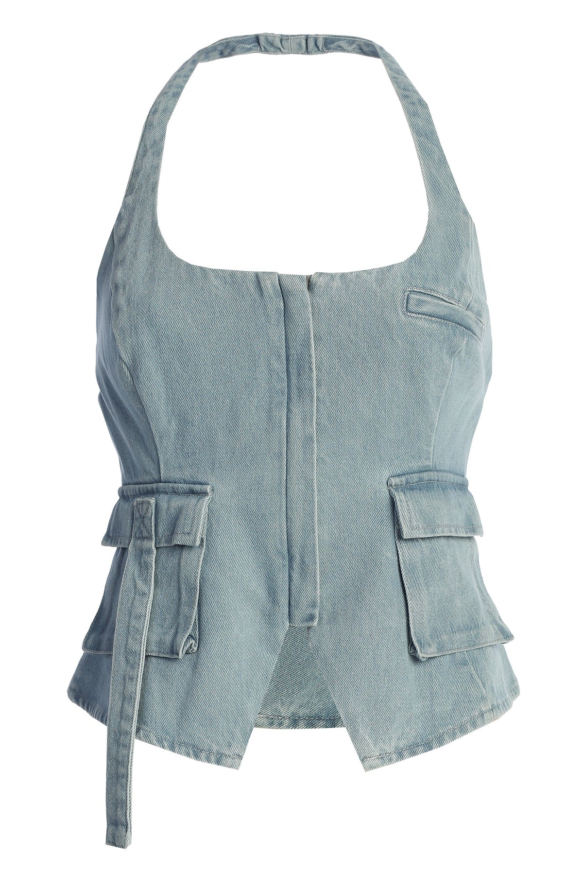 Medium Wash Josie Denim Halter Top