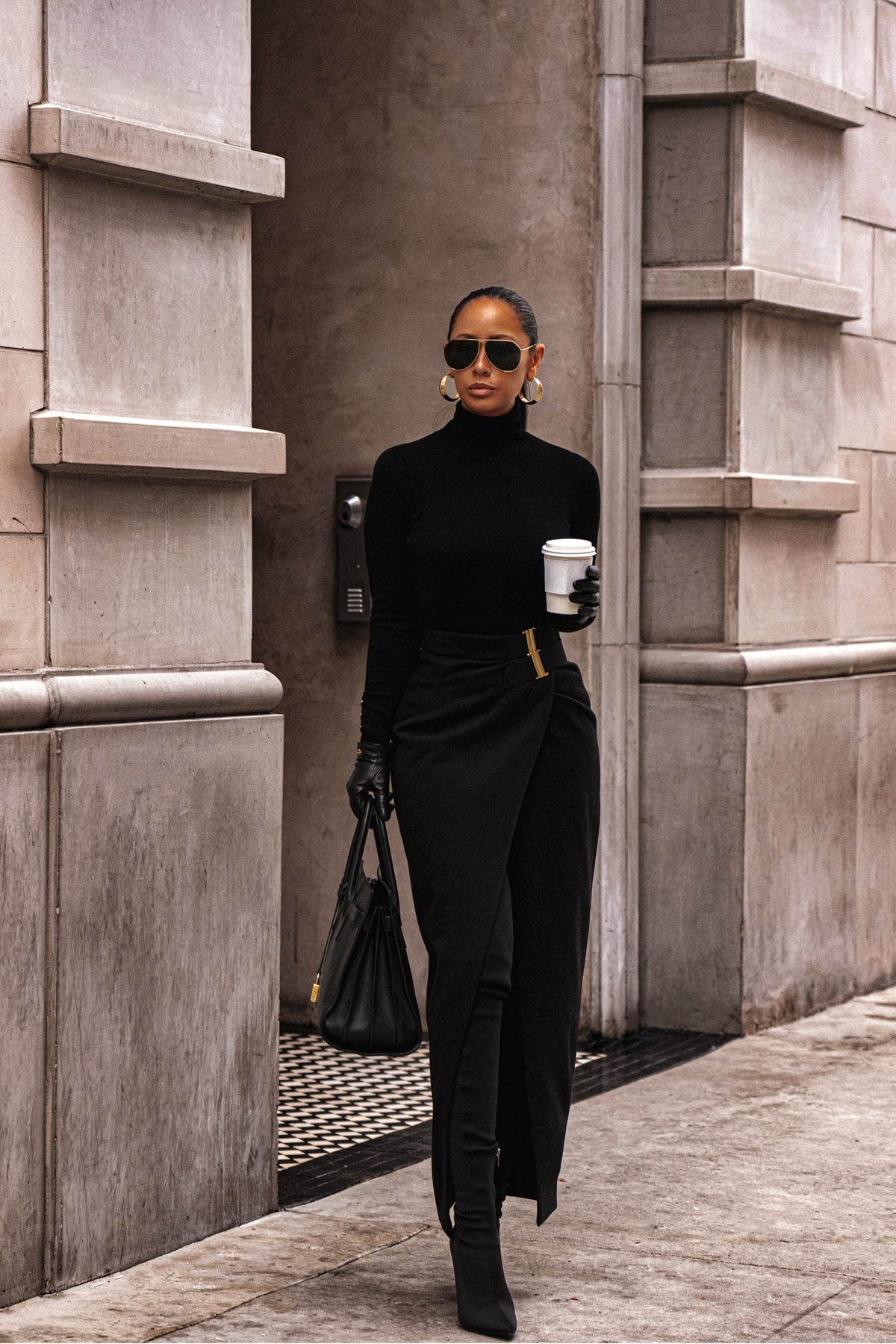 Black Gisele Slit Skirt