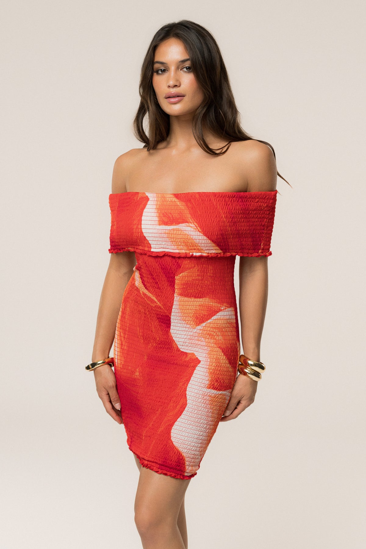 Sunset Red Garden Bliss Mini Dress