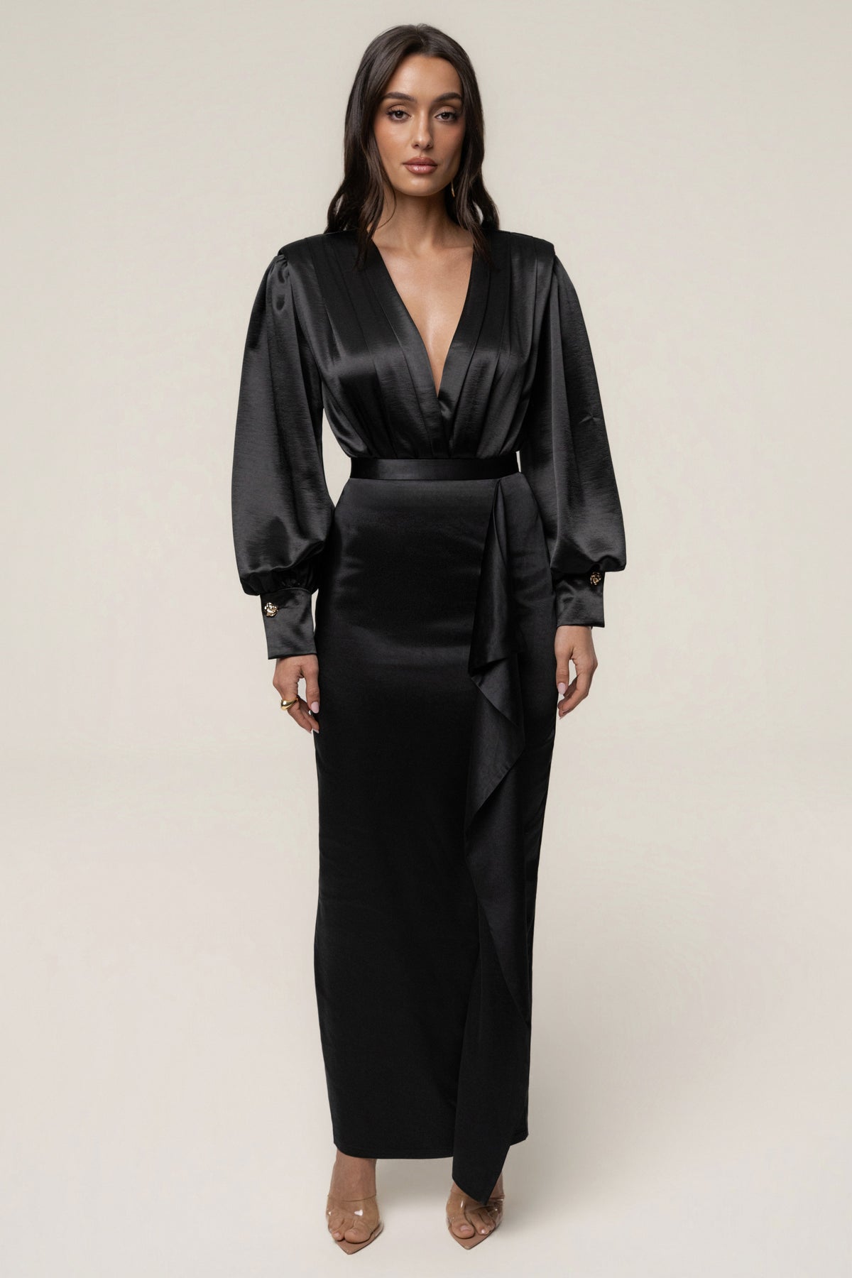 Black Midnight Mirage Satin Skirt