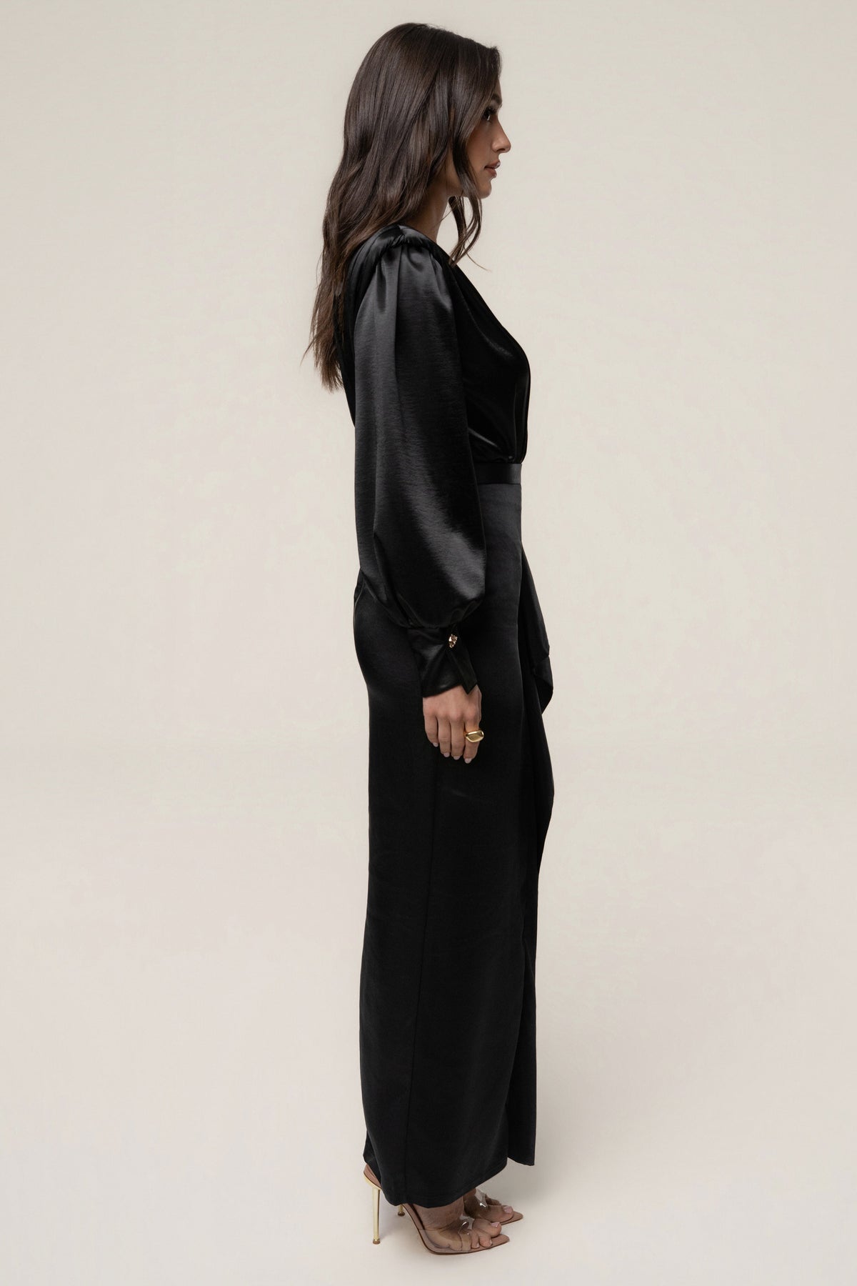 Black Midnight Mirage Satin Skirt