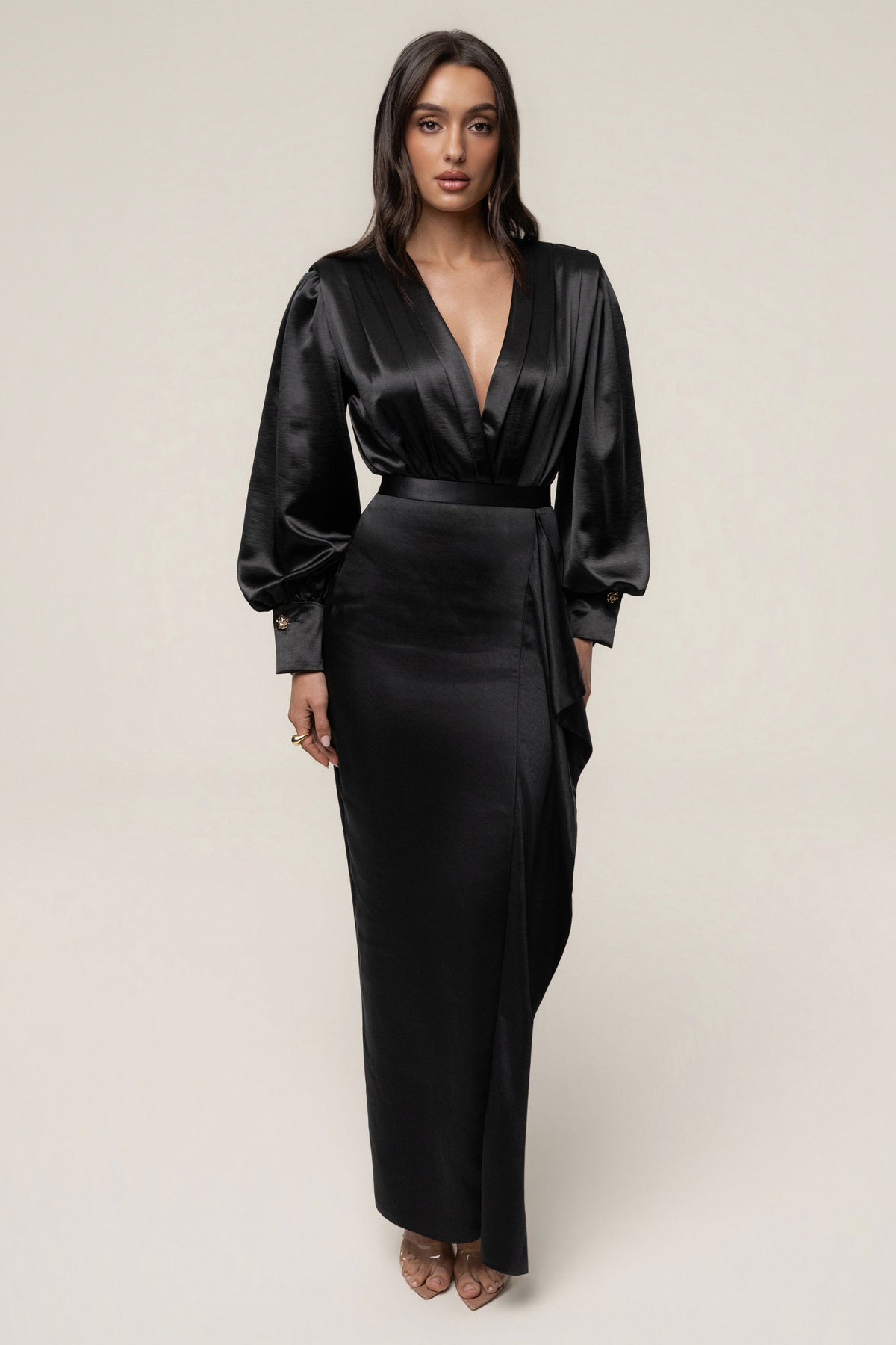 Black Midnight Mirage Satin Skirt