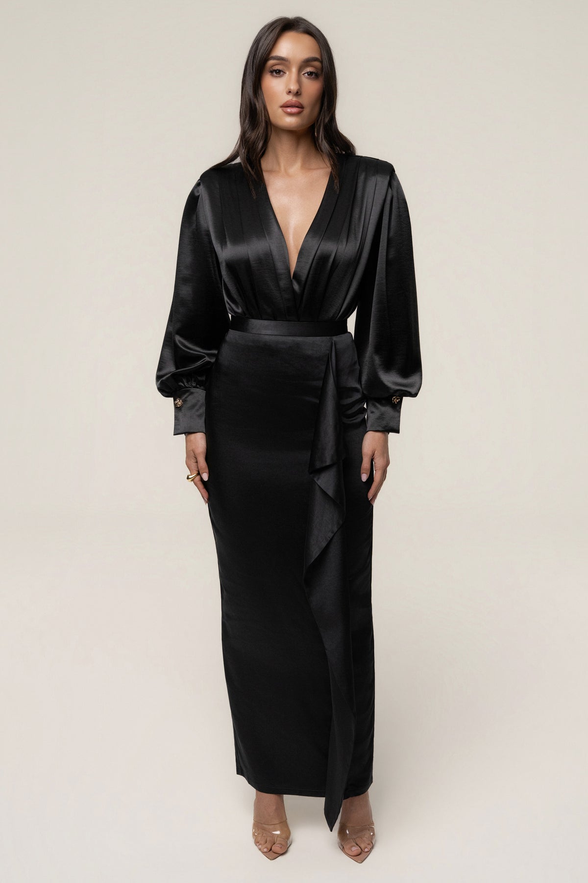 Black Midnight Mirage Satin Skirt