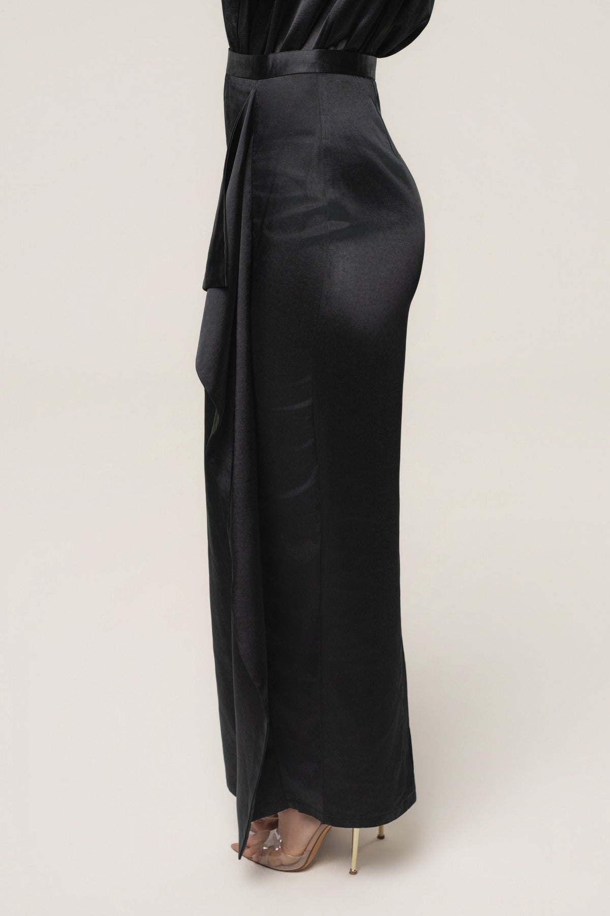 Black Midnight Mirage Satin Skirt