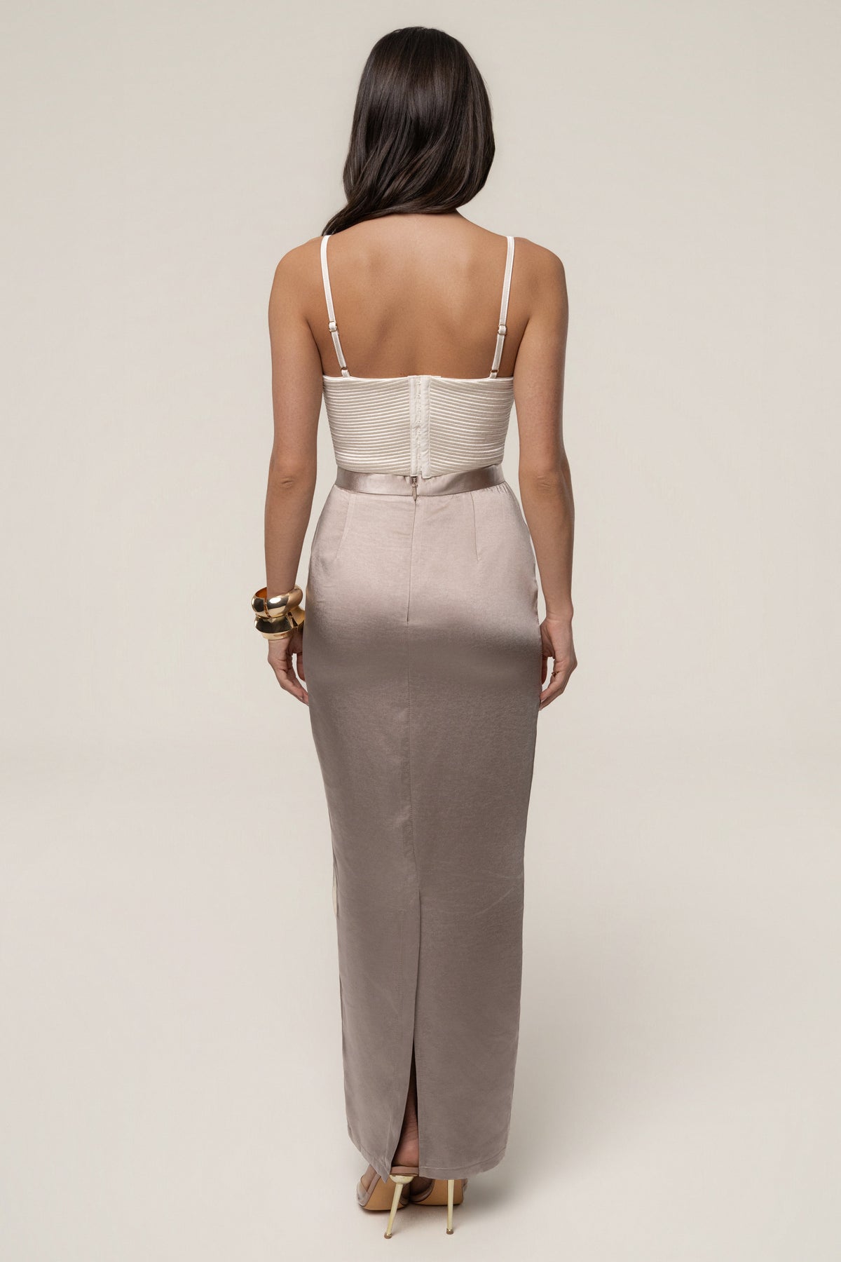 Taupe Midnight Mirage Satin Skirt