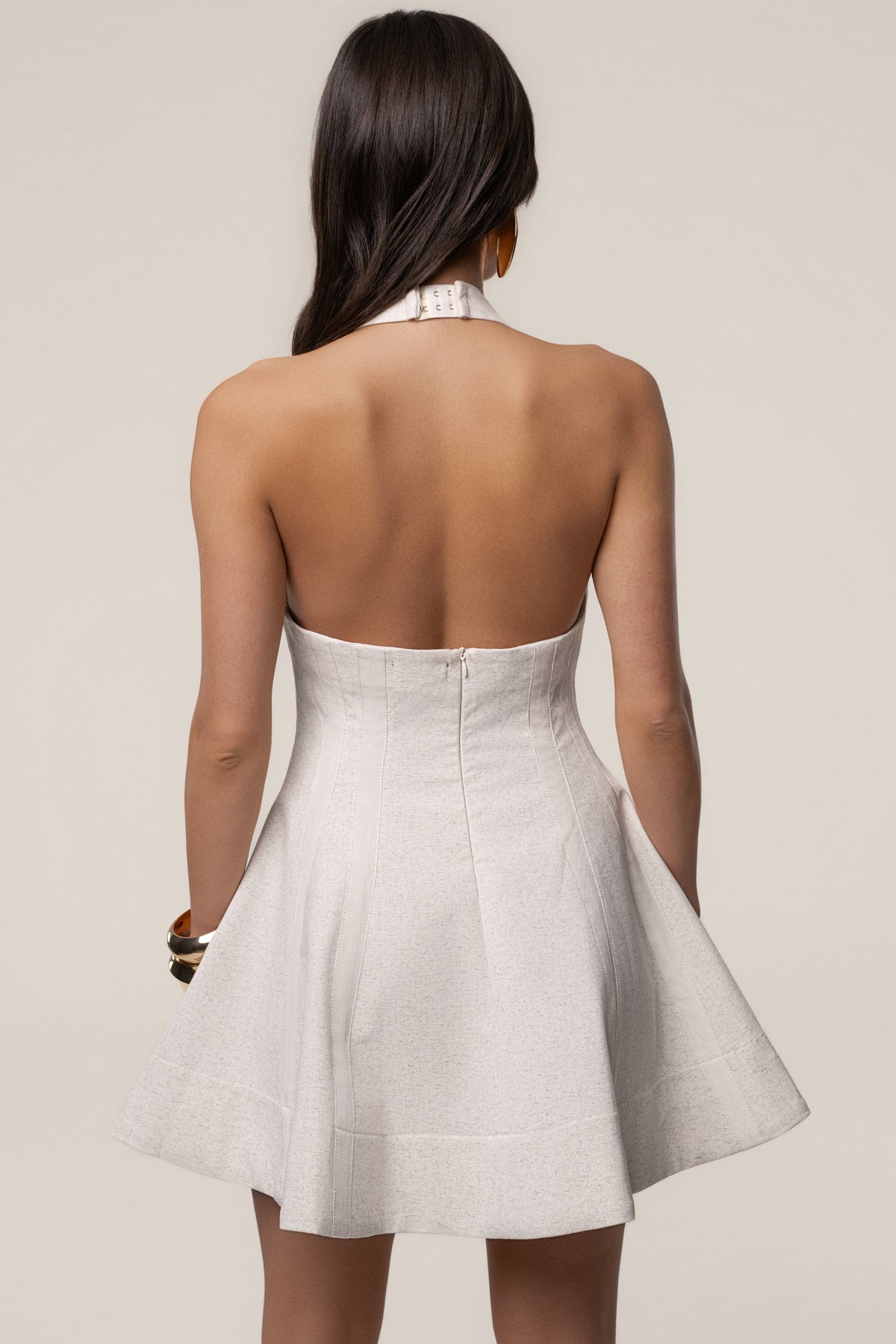 Beige Larissa Flared Mini Dress