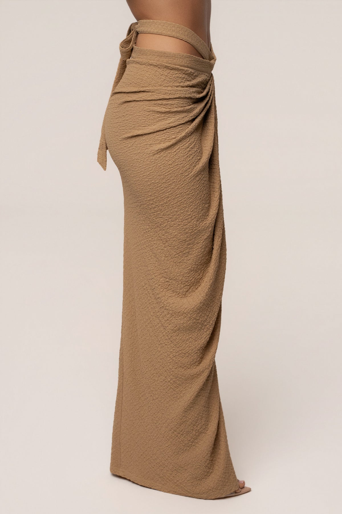 Beige Cabana Slit Maxi Skirt