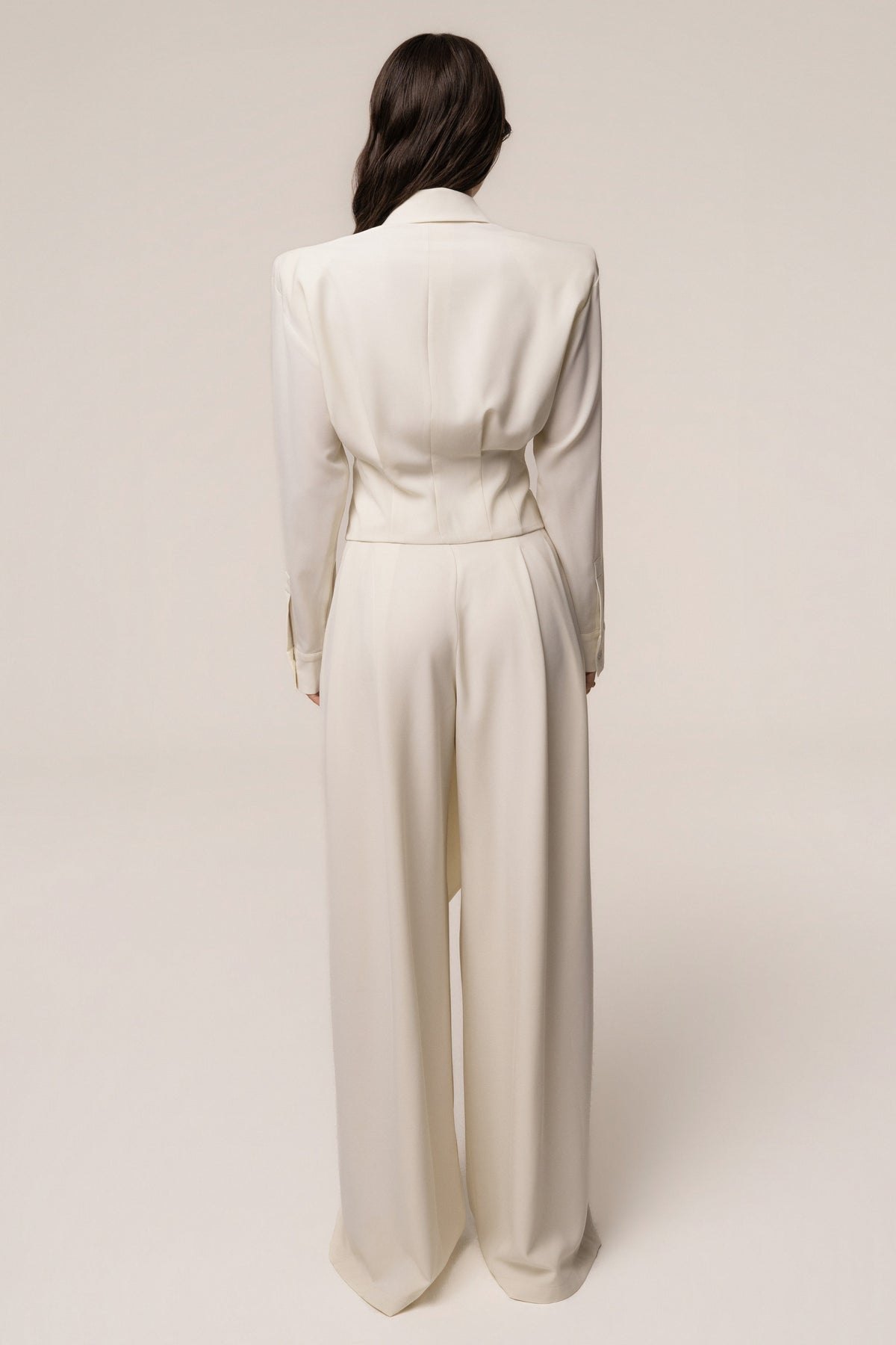 Cream Estate Pleated Trouser