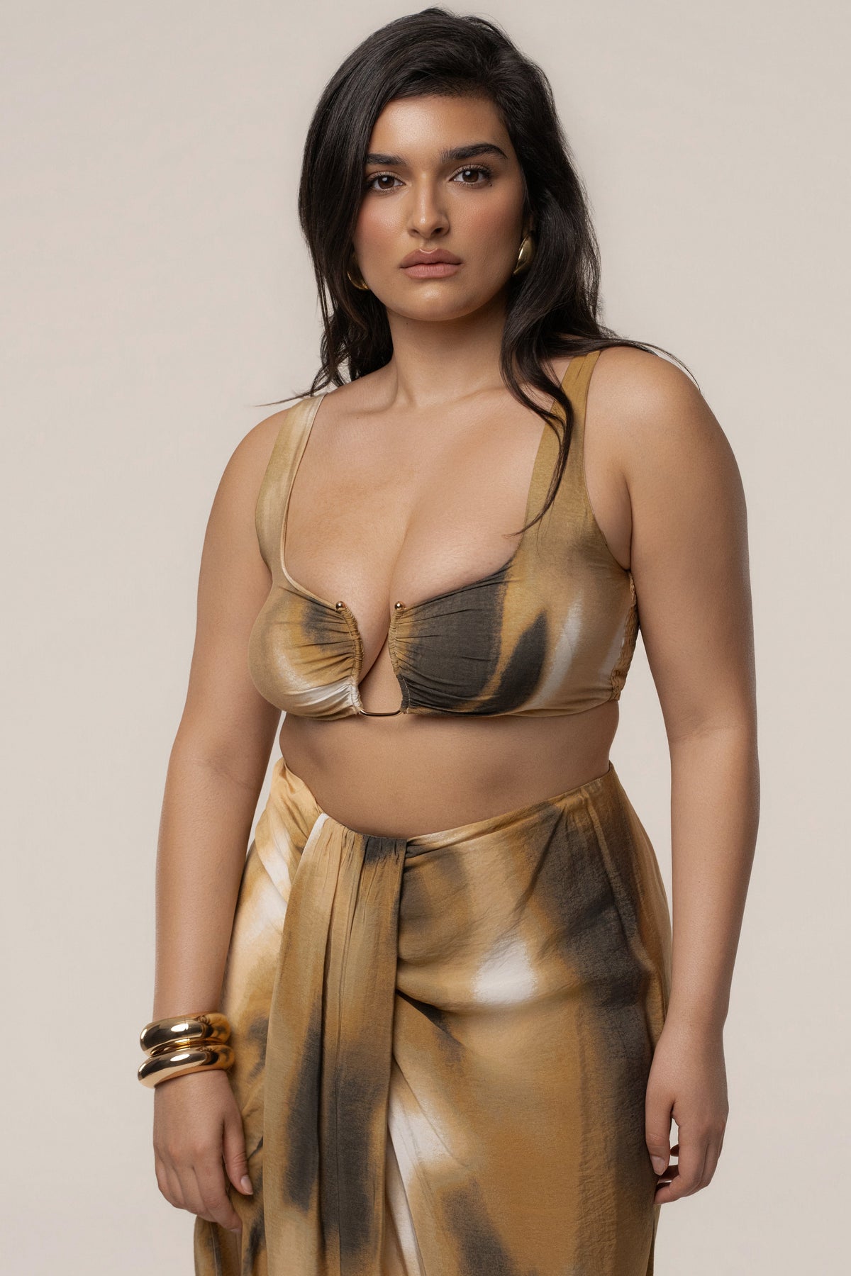 Brown Flowing Elegance Maxi Skirt