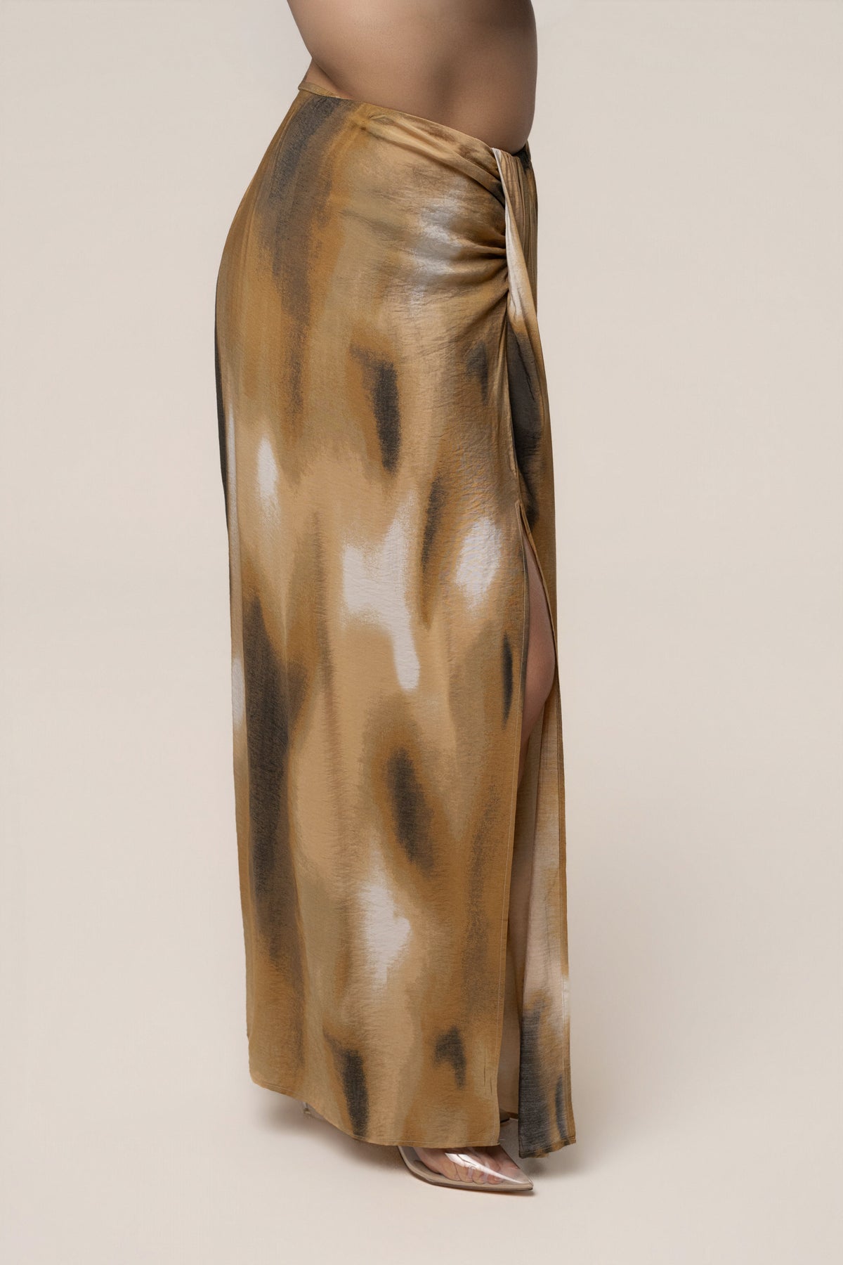 Brown Flowing Elegance Maxi Skirt