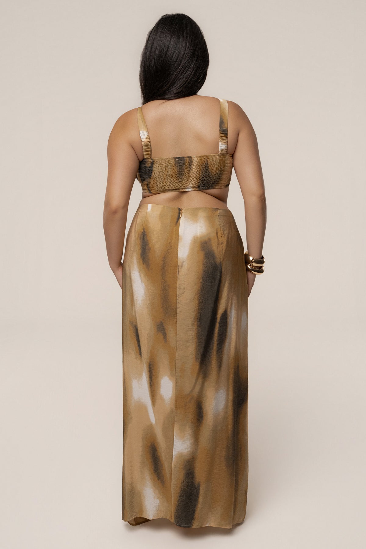 Brown Flowing Elegance Maxi Skirt