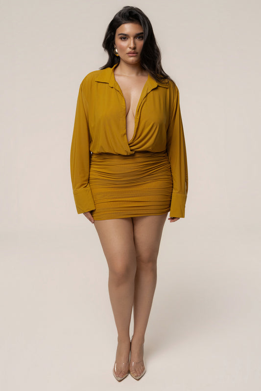Lime Leah Plunge Mini Dress