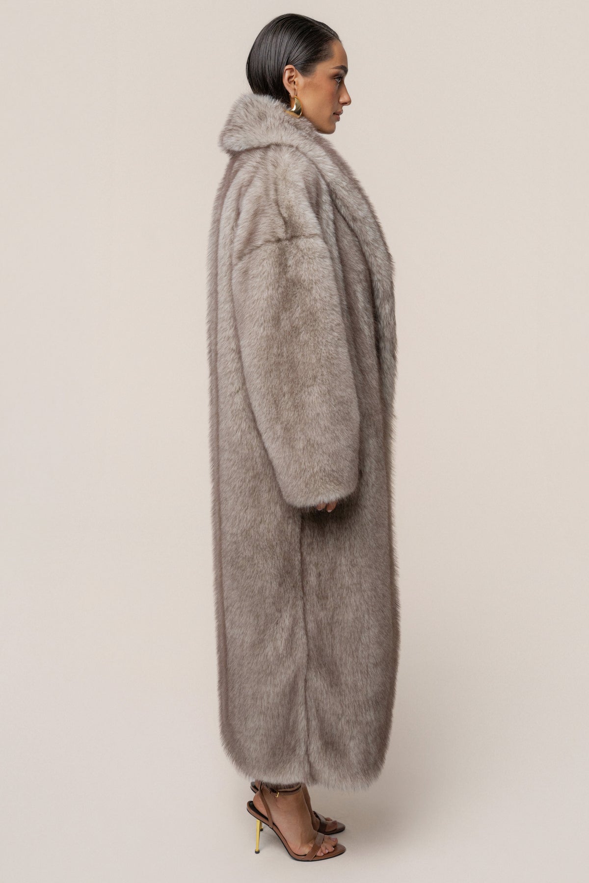 Ivory/Brown Aspen Days Faux Fur Coat