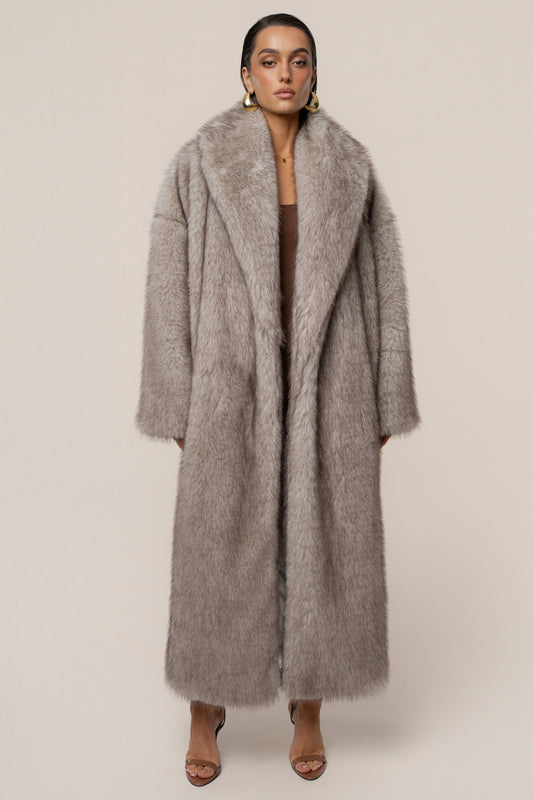 Ivory/Brown Aspen Days Faux Fur Coat