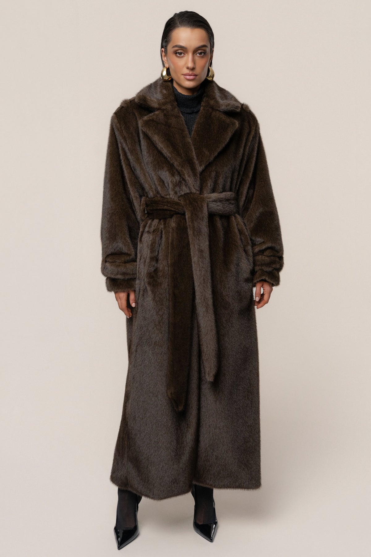 Brown Uptown Faux Fur Coat