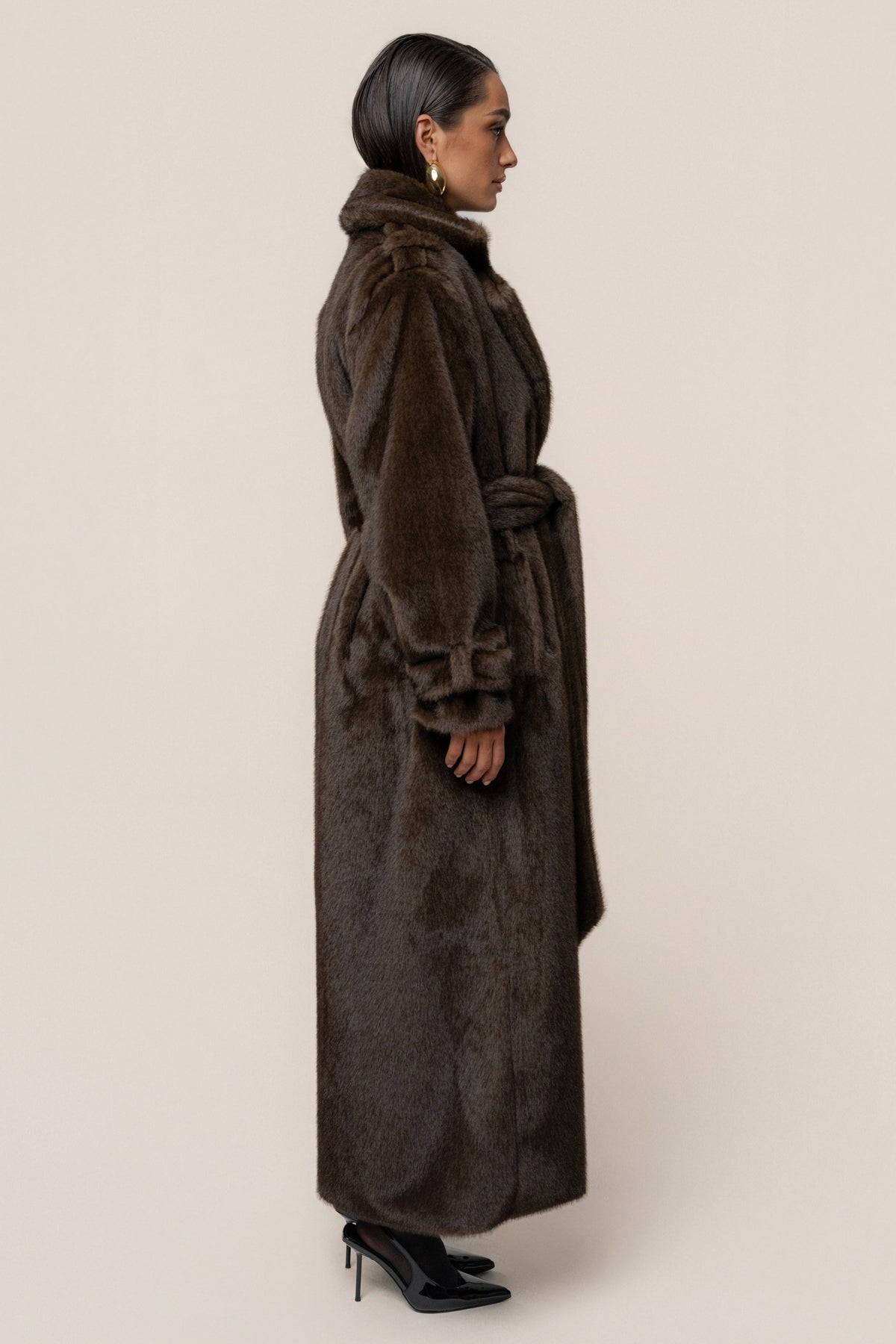 Brown Uptown Faux Fur Coat