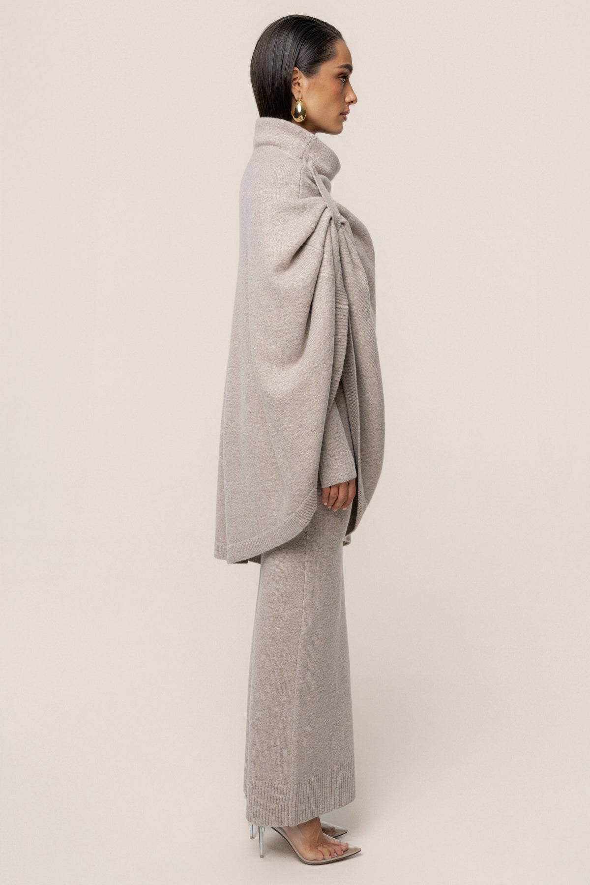 Beige Lodge Bound Turtleneck Shawl