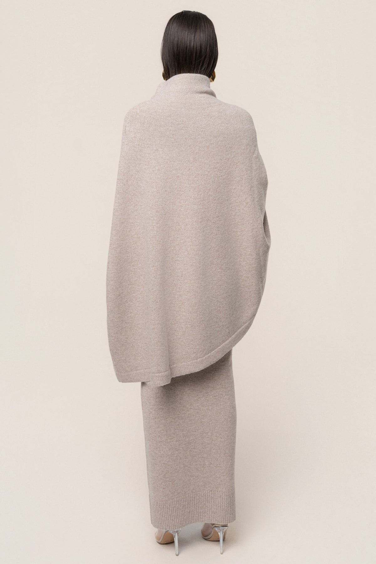 Beige Lodge Bound Turtleneck Shawl