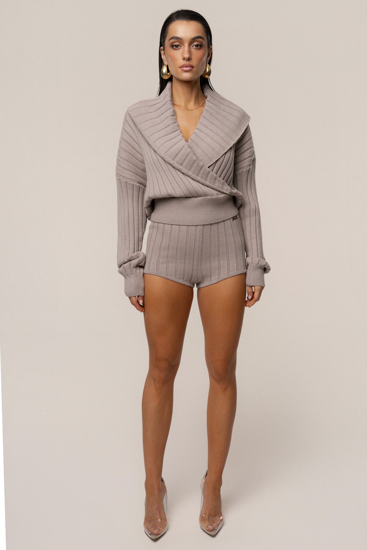 Taupe Knit Things Ribbed Shorts