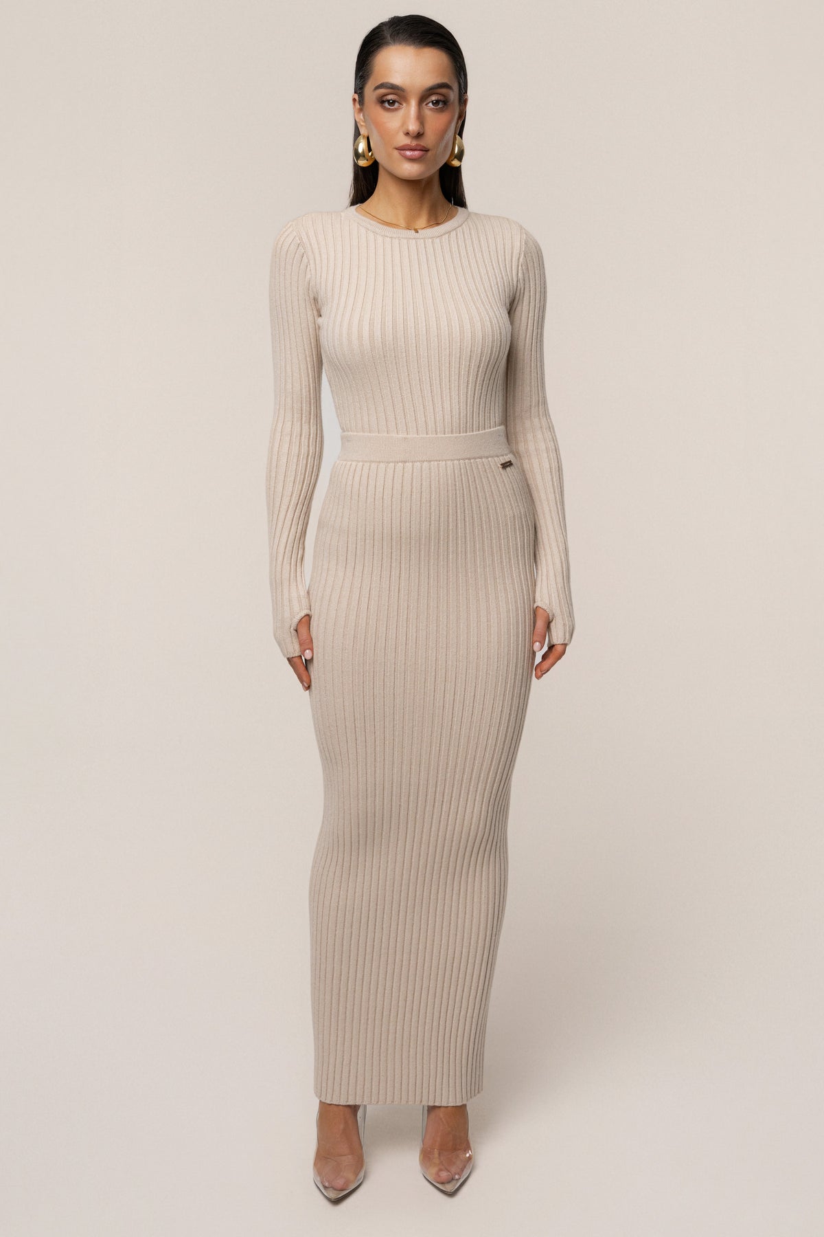 Stone Soft Reset Ribbed Skirt