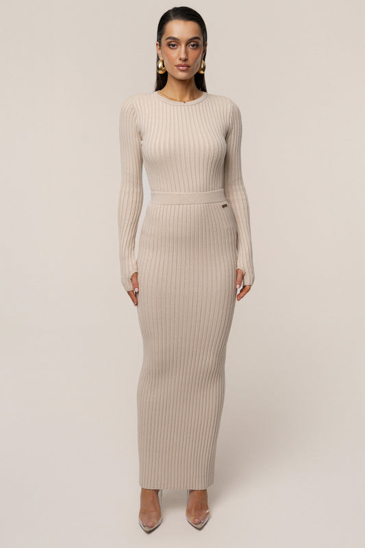 Stone Soft Reset Ribbed Skirt