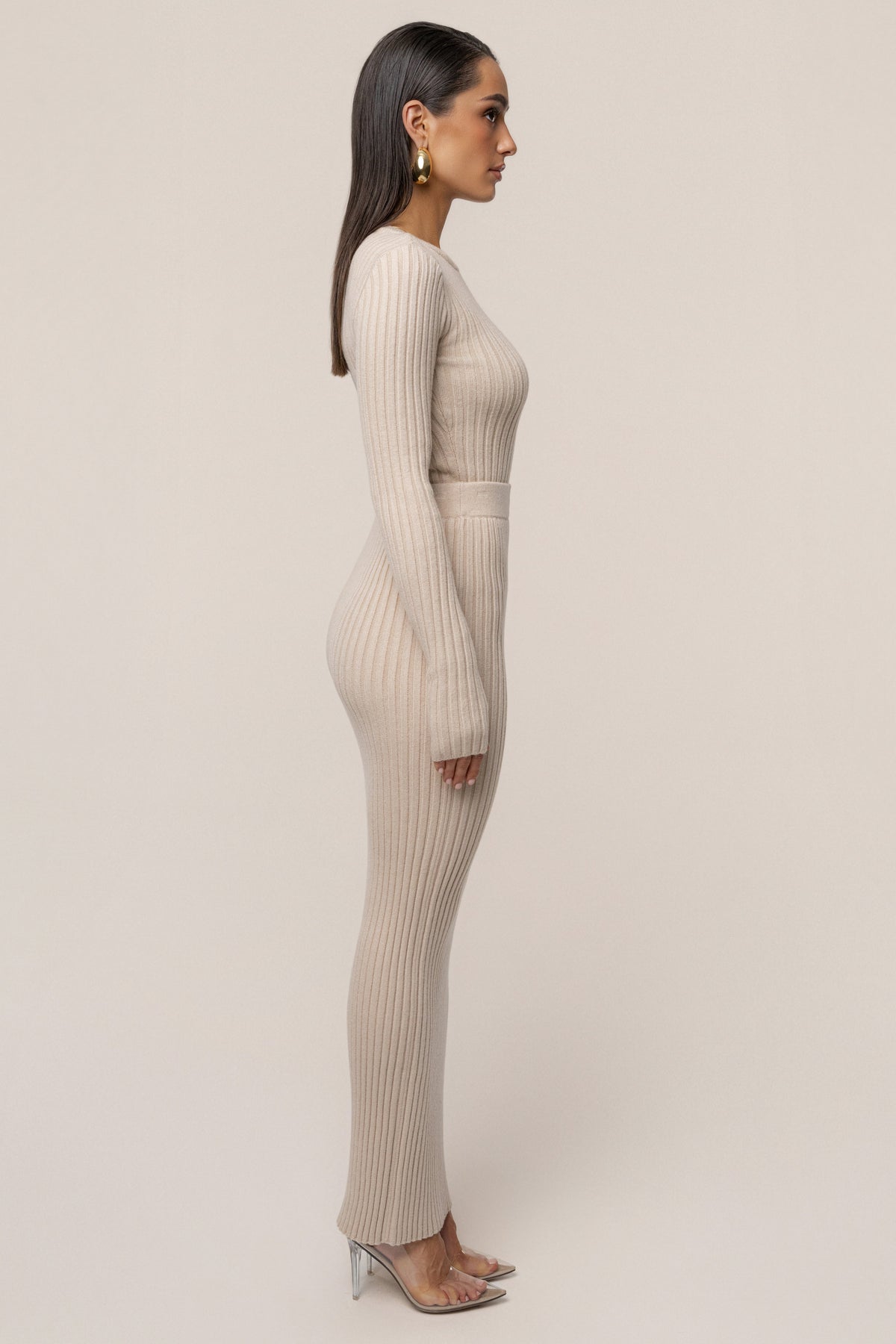 Stone Soft Reset Ribbed Skirt