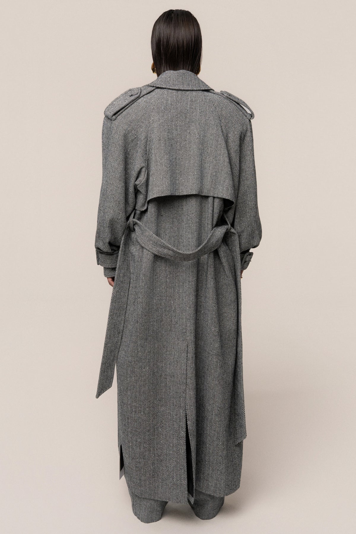 Herringbone Oversized Trench Coat