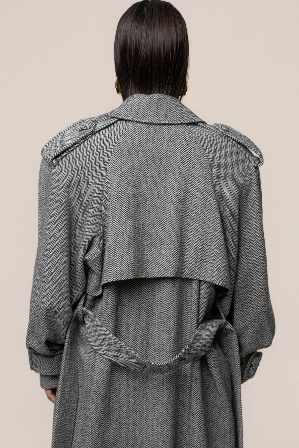 Herringbone Oversized Trench Coat