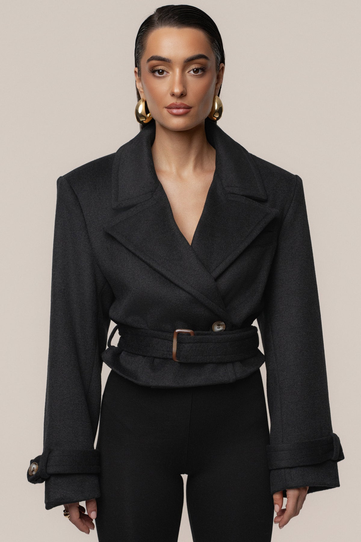 Black Sharp Presence Crop Jacket