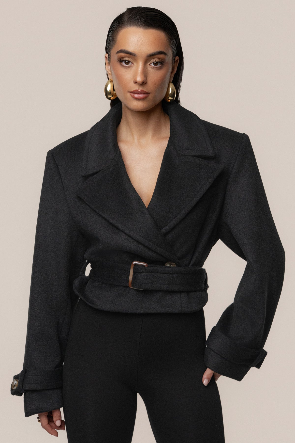 Black Sharp Presence Crop Jacket
