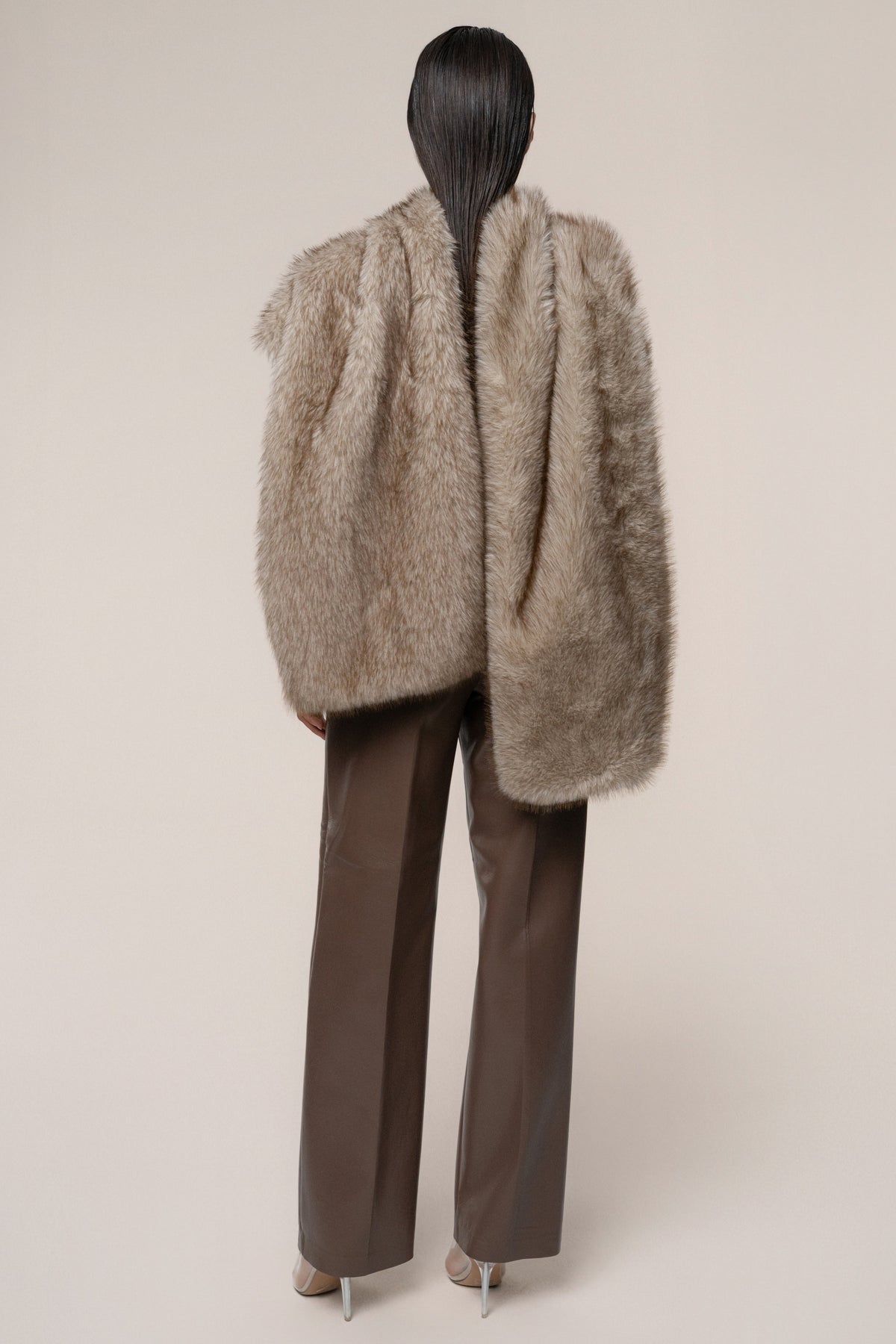 Ivory/Brown Winter Bliss Faux Fur Wrap